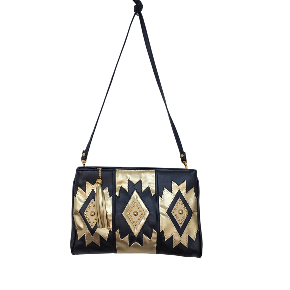 Unique Vintage Black And Gold Bag